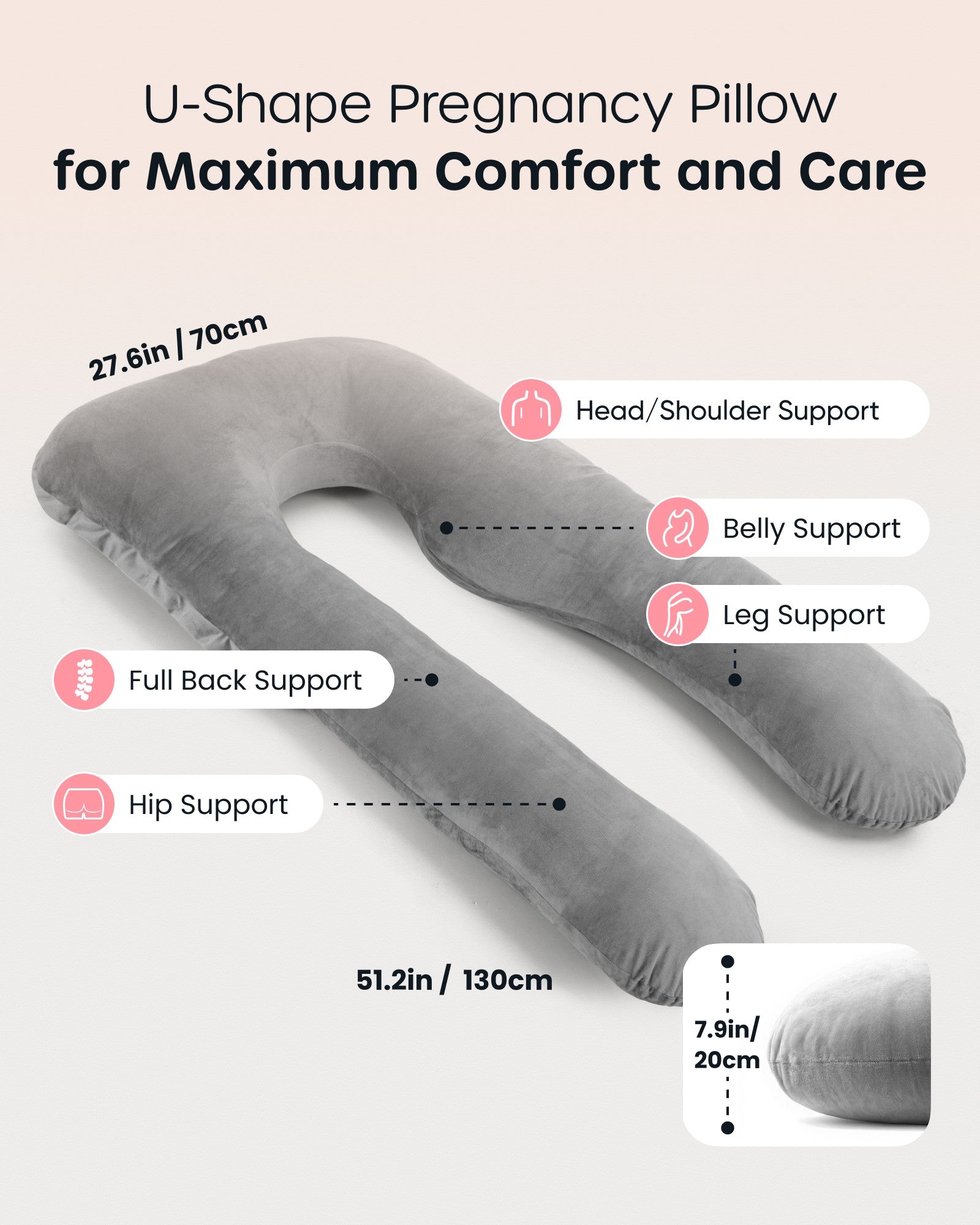 Nuliie Pregnancy Pillow for Sleeping, With Washable Velvet Cover