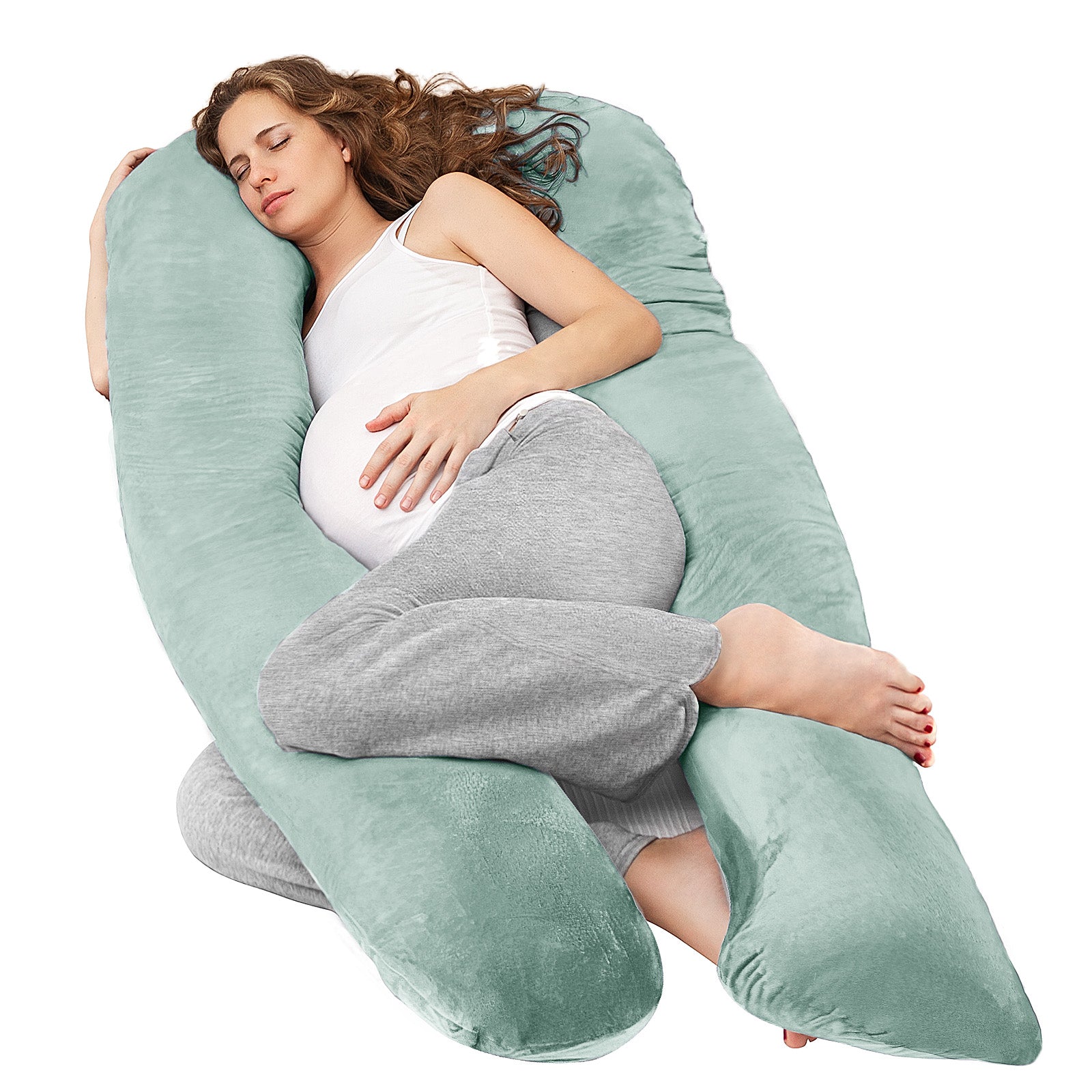 Nuliie Pregnancy Pillow for Sleeping, With Washable Velvet Cover