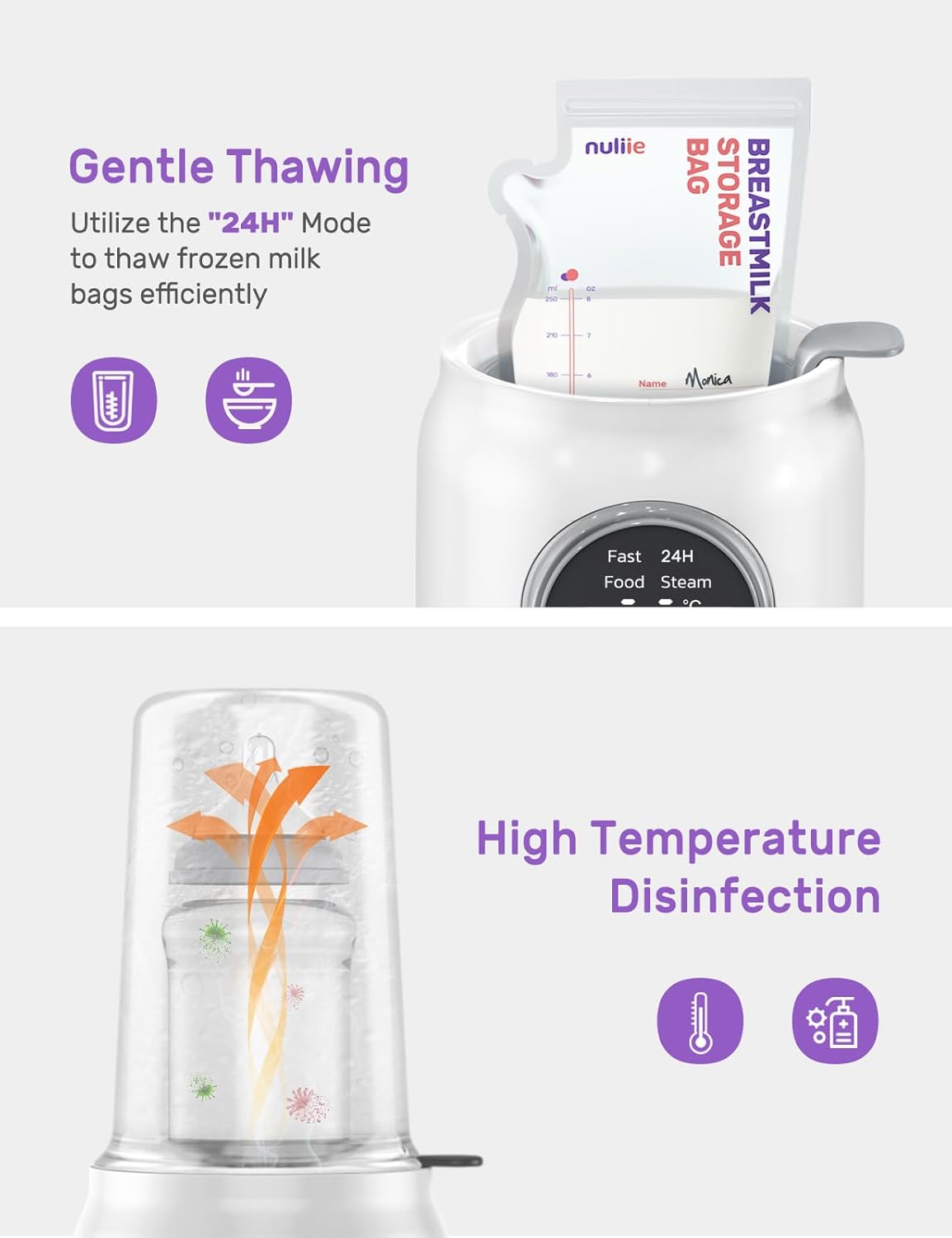 Nuliie Baby Bottle Warmer 6-in-1 with Digital LCD