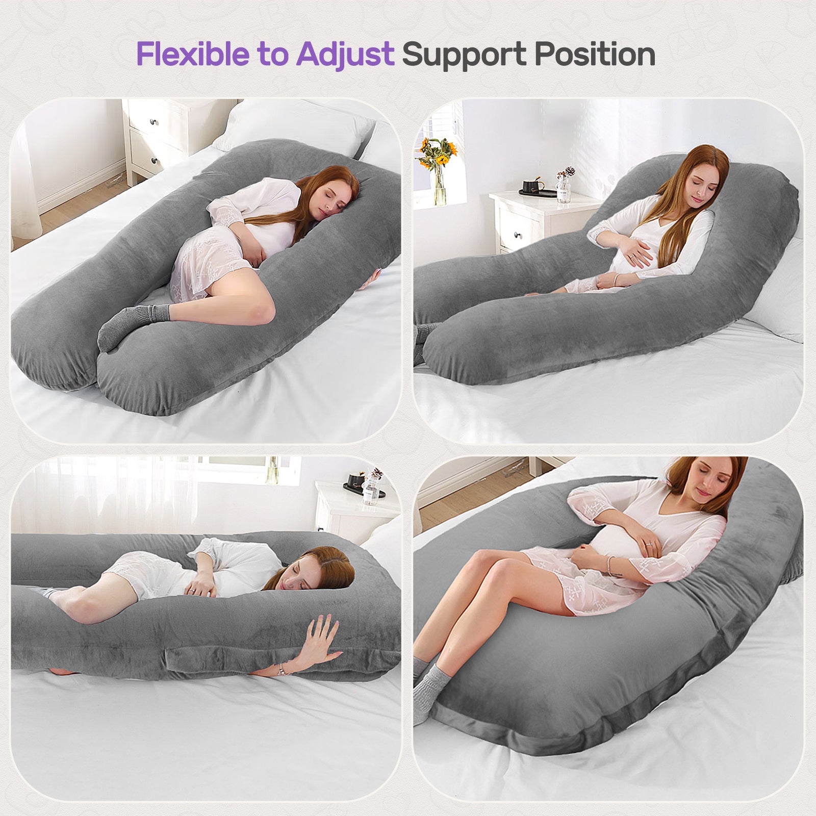 Nuliie Pregnancy Pillow for Sleeping, With Washable Velvet Cover