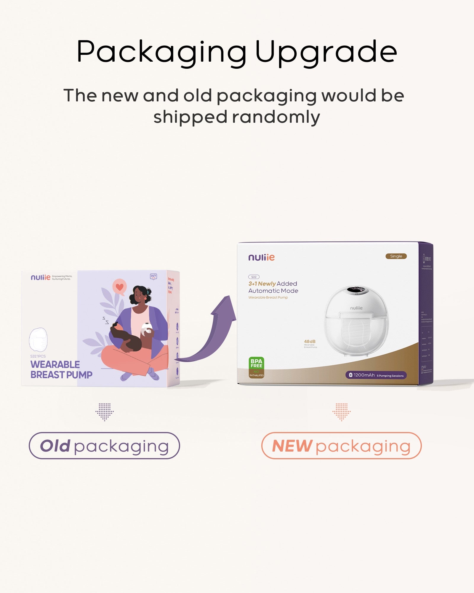 Nuliie S32 Hands Free Breast Pump, Wearable Lightweight Silicon, Purple