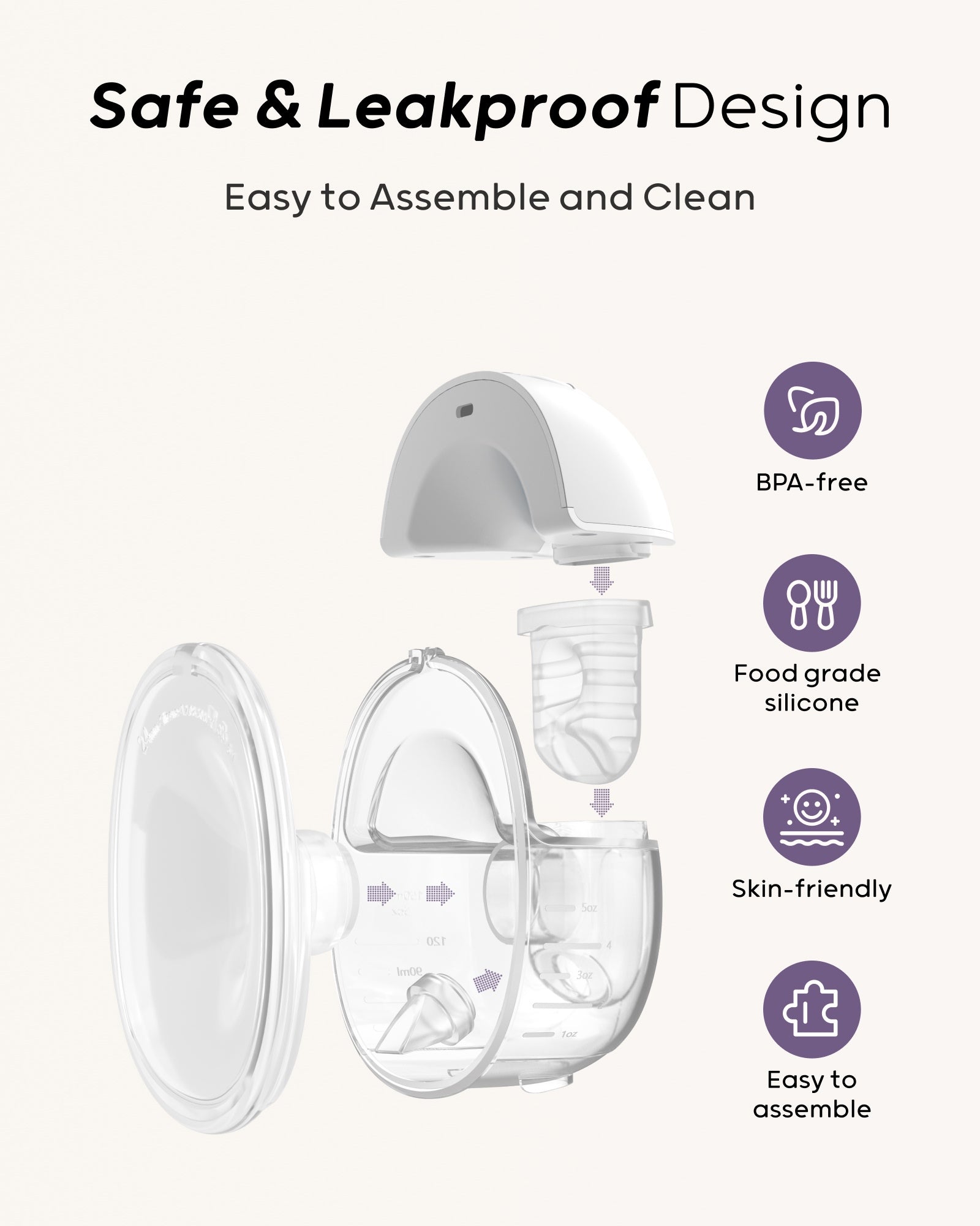 Nuliie S32 Hands Free Breast Pump, Wearable Lightweight Silicon, Purple