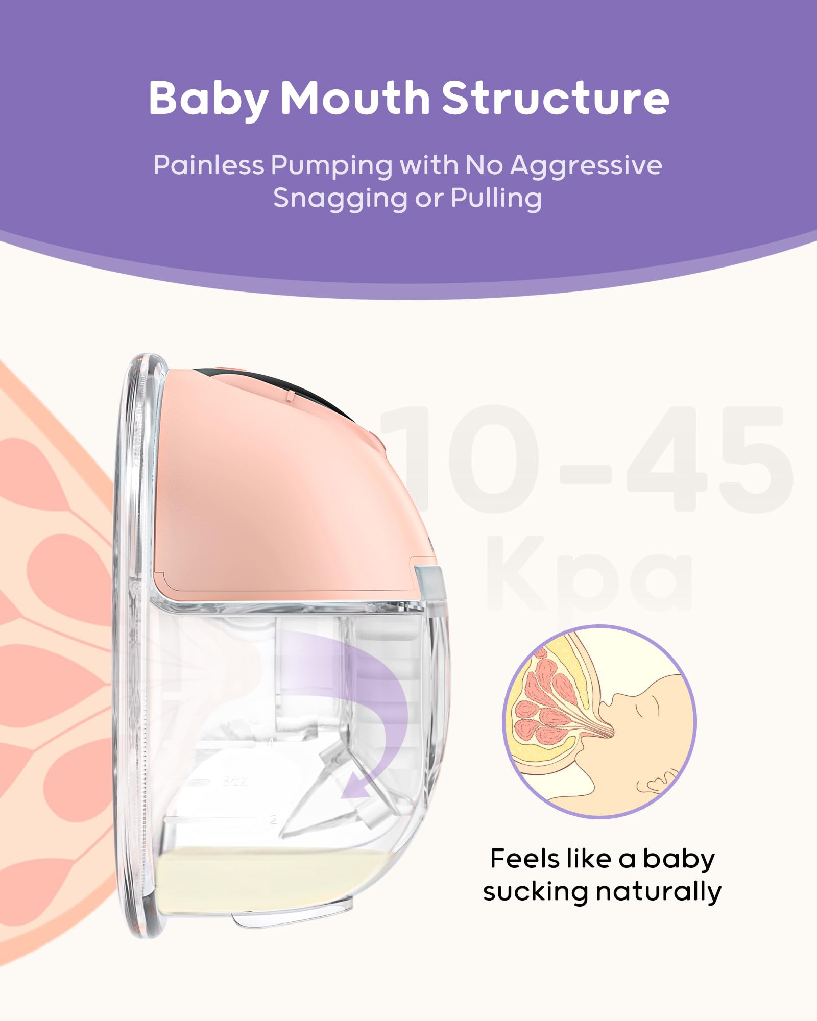 Nuliie S32 Hands Free Breast Pump, Wearable Lightweight Silicon, Pink