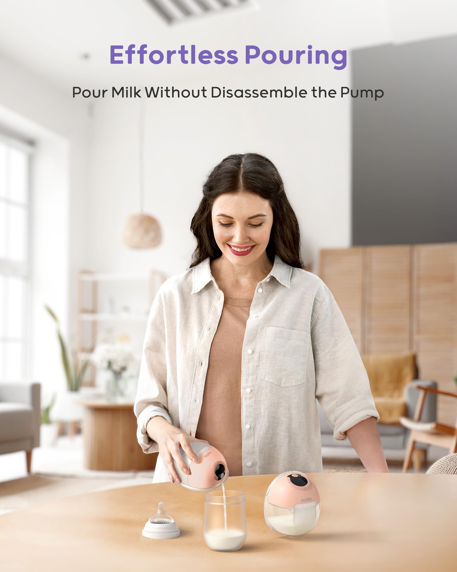 Nuliie S32 Hands Free Breast Pump, Wearable Lightweight Silicon, Pink