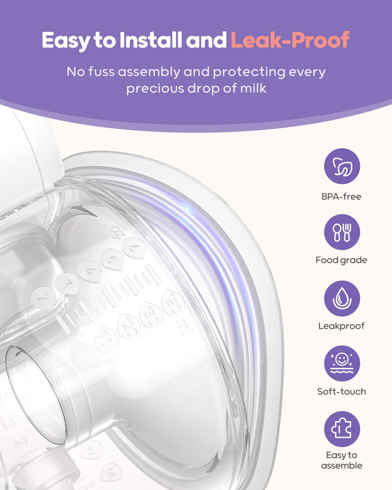 Nuliie YM-8806 Wearable Breast Pump Electrical with Storage Bag, LED Display, White