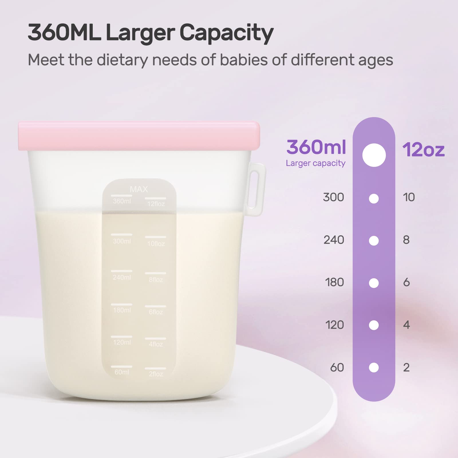 Nuliie 7 Pcs Silicone Breastmilk Storage Bags Reusable, 12oz/360ml