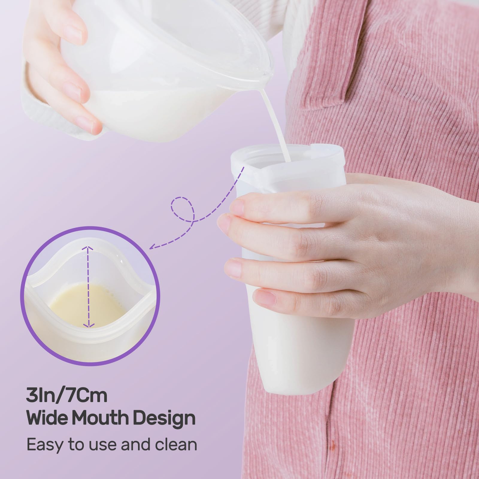 Nuliie 7 Pcs Silicone Breastmilk Storage Bags Reusable, 8oz/240ml