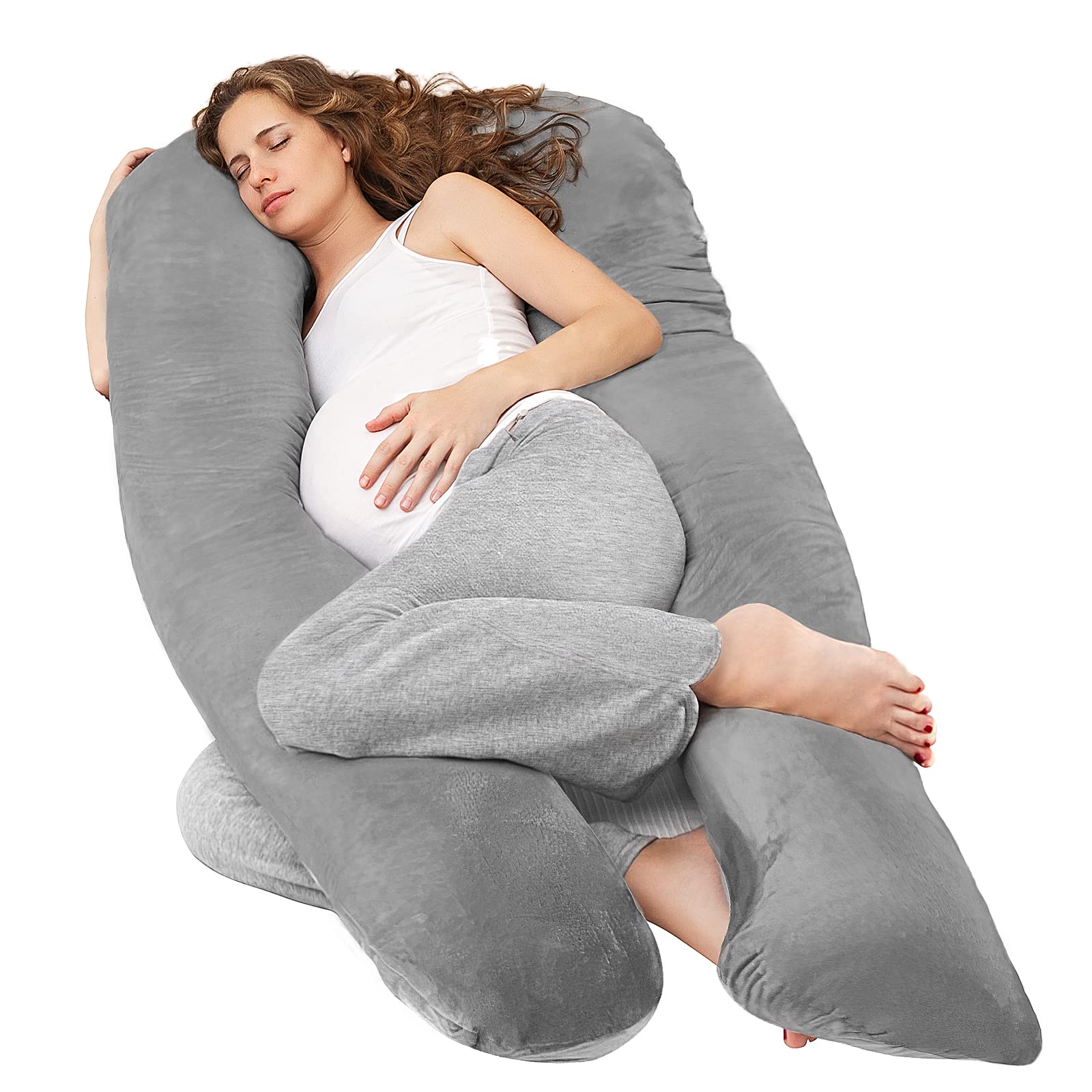 Nuliie Pregnancy Pillow for Sleeping With Washable Velvet Cover