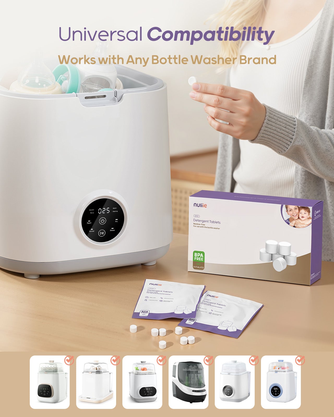 Nuliie Detergent Tablets for All Baby Bottle Washers