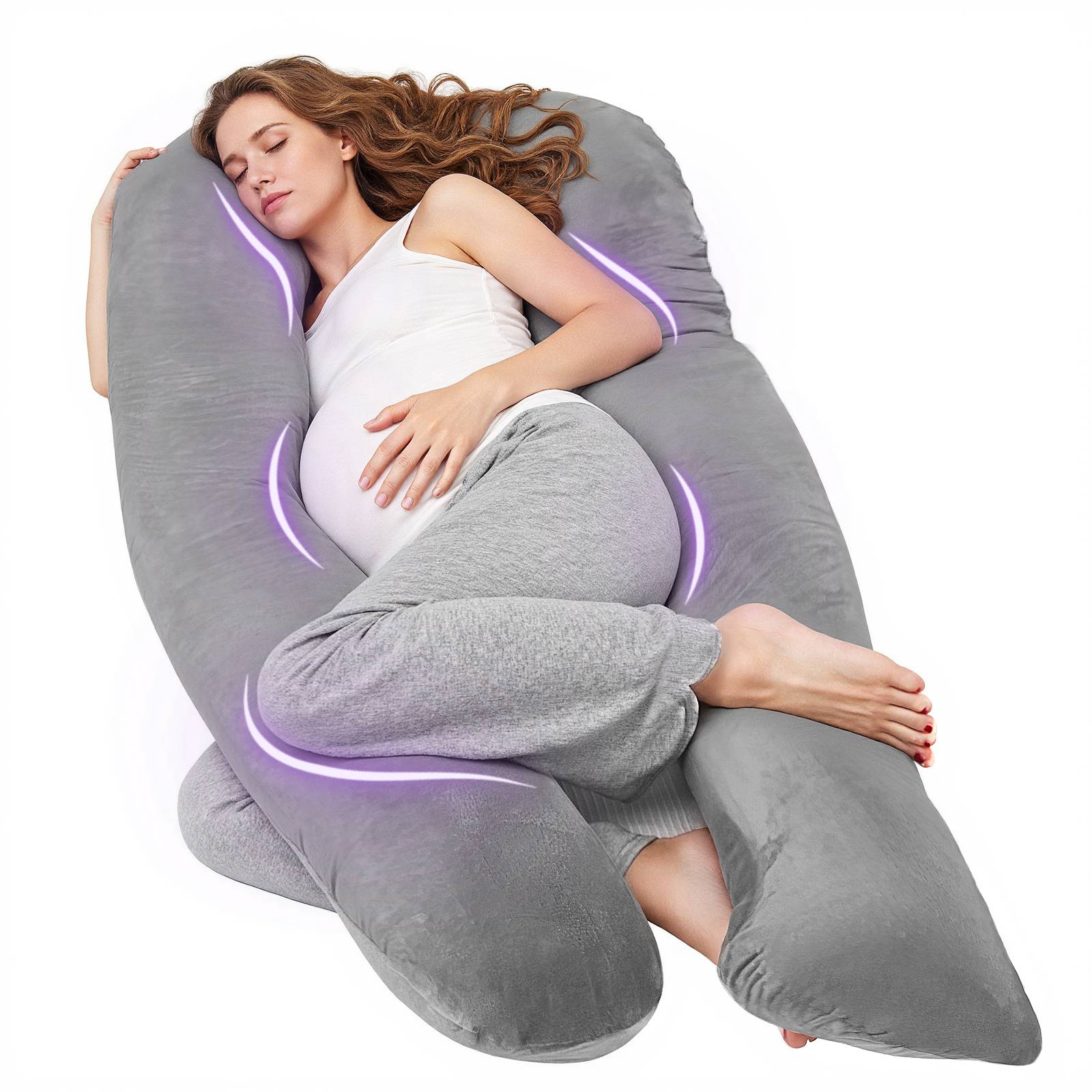 Nuliie Pregnancy Pillow for Sleeping, With Washable Velvet Cover