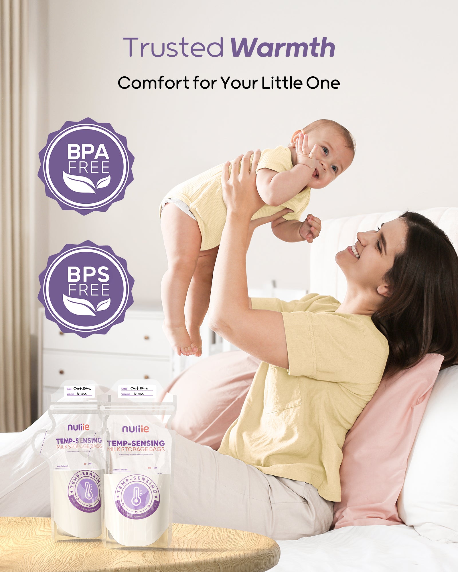 Nuliie Temp-Sensing Breastmilk Storage Bag with Locking Clamp