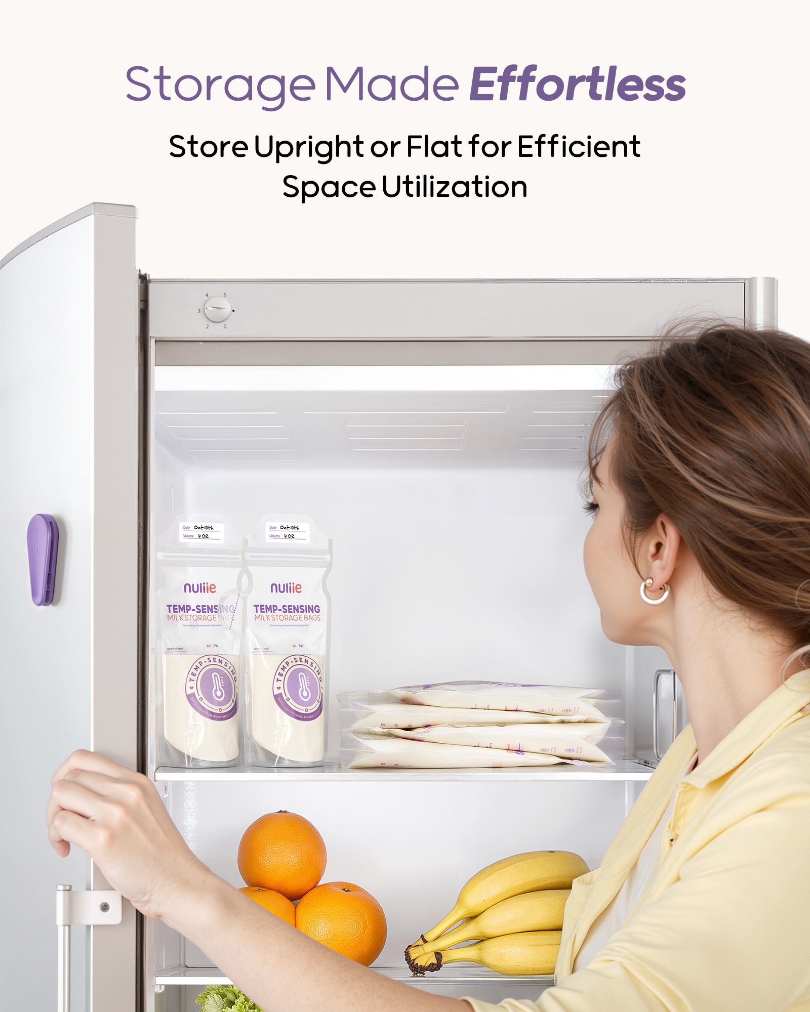 Nuliie Temp-Sensing Breastmilk Storage Bag with Locking Clamp