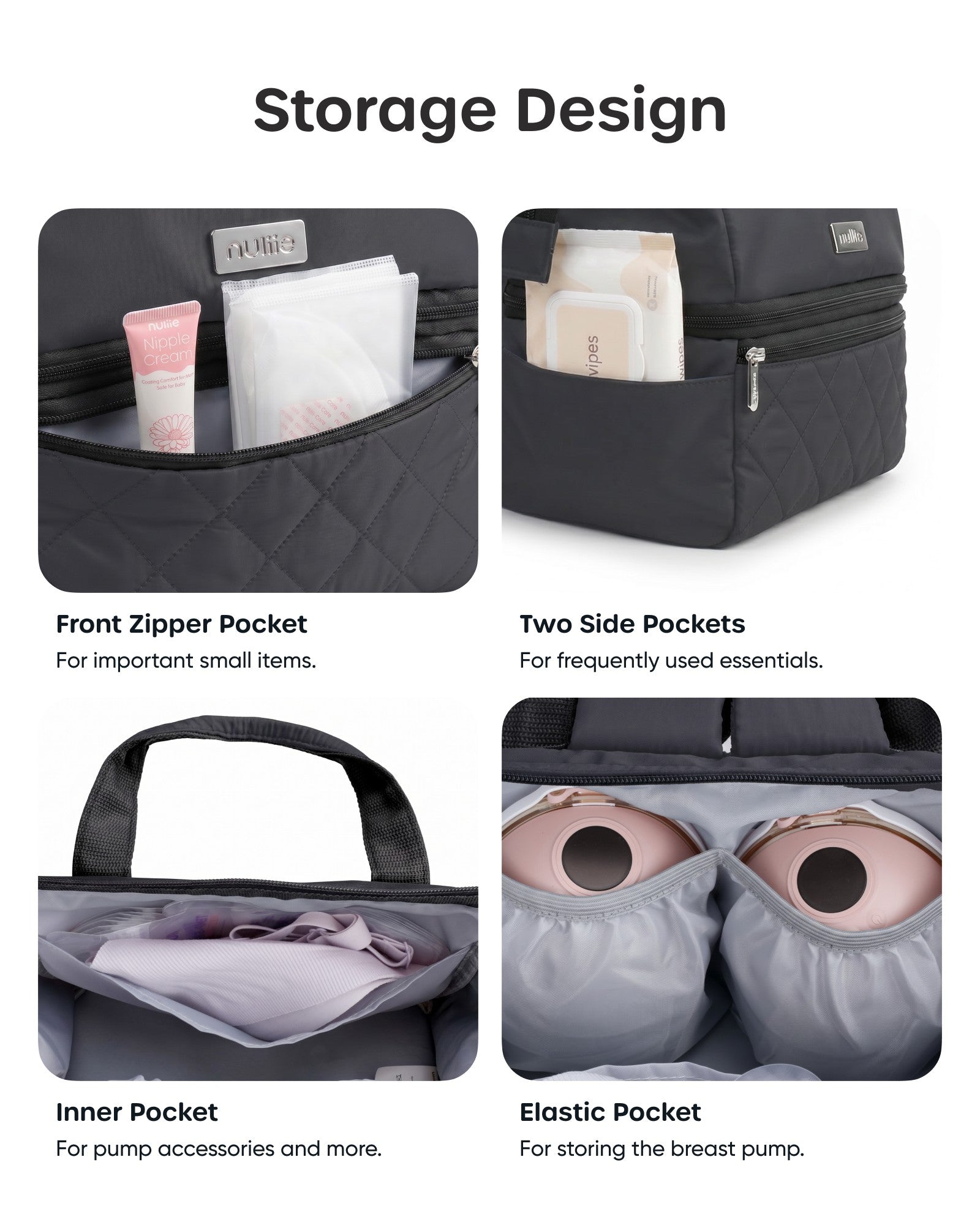 Nuliie Wearable Breast Pump Bag with Ice Pack, Cooler Compartment