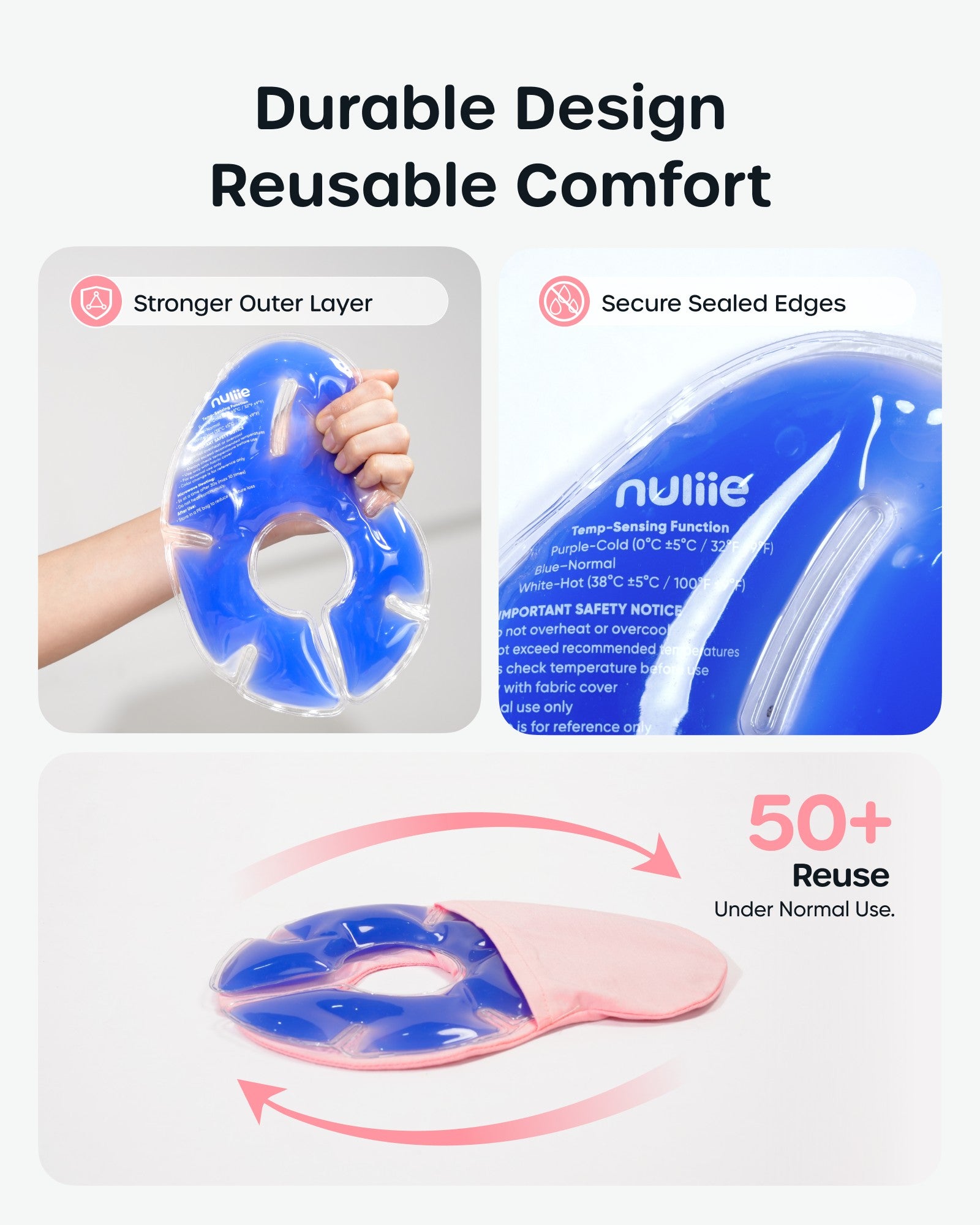 Nuliie Hot & Cold Breast Therapy Packs, with Soft Modal Covers