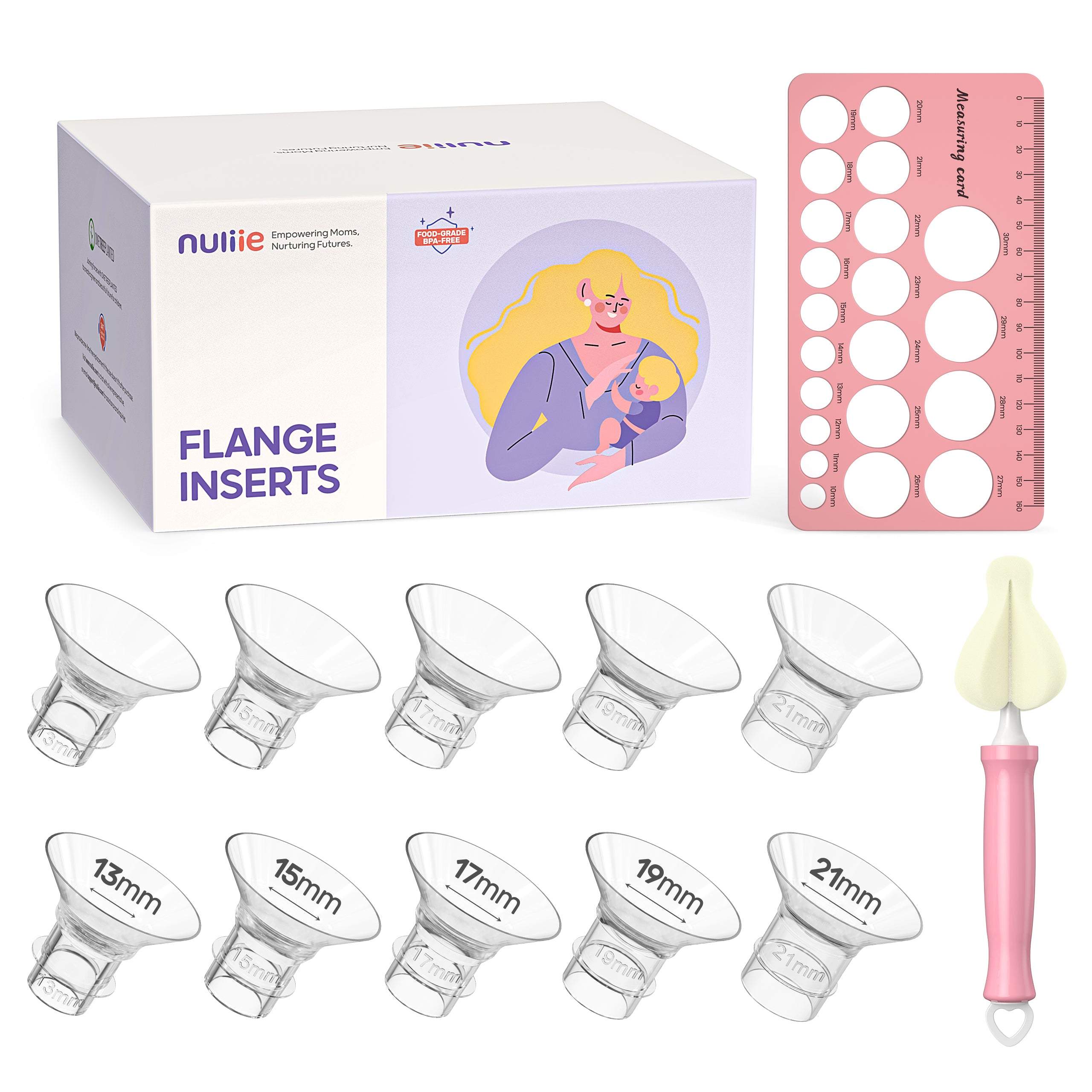 Nuliie Flange Inserts for Most Pumps, Compatible with Momcozy/Elvie/Spectra/Bellababy/TSRETE/Nuliie Breast Pump