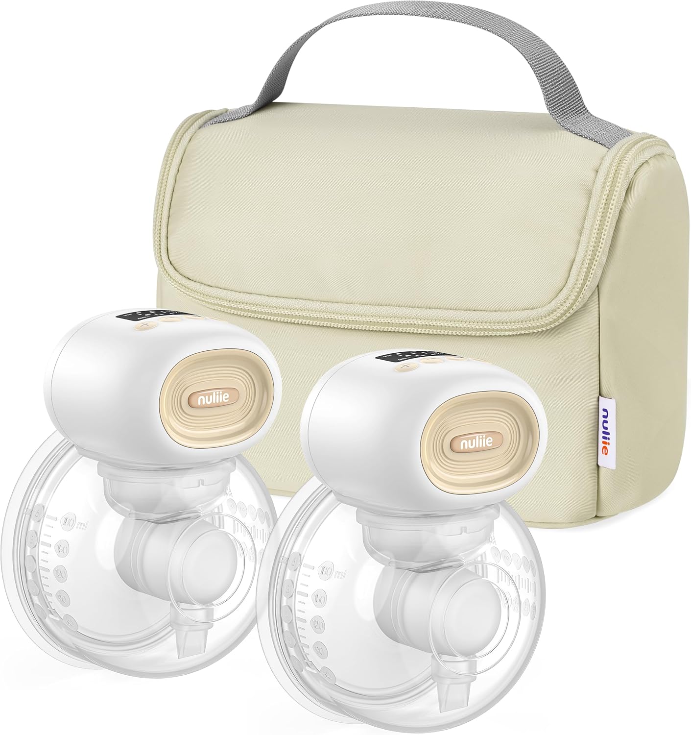 Nuliie YM-8806 Wearable Breast Pump Electrical with Storage Bag, LED Display, White