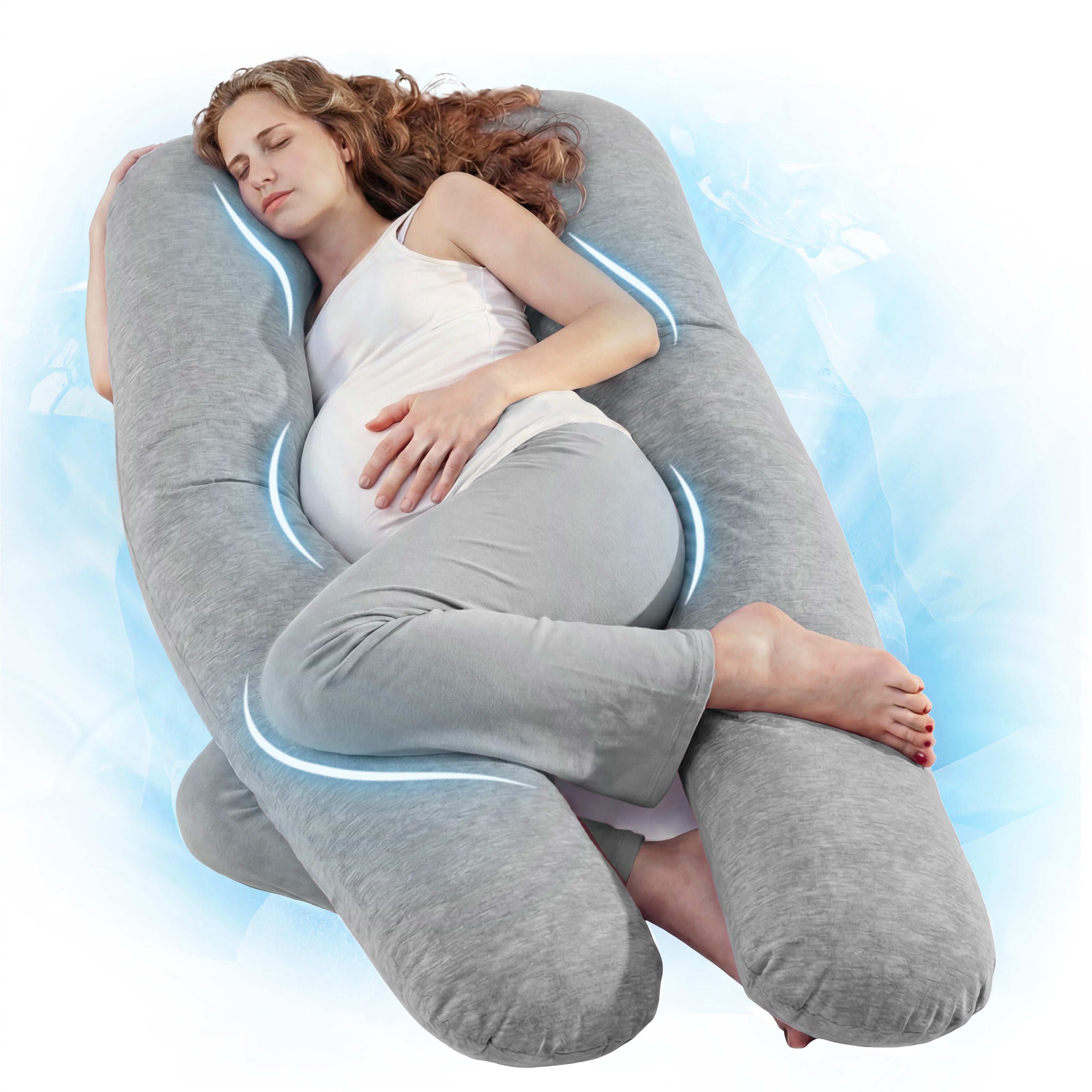 Nuliie Pregnancy Pillow for Sleeping, With Washable Velvet Cover