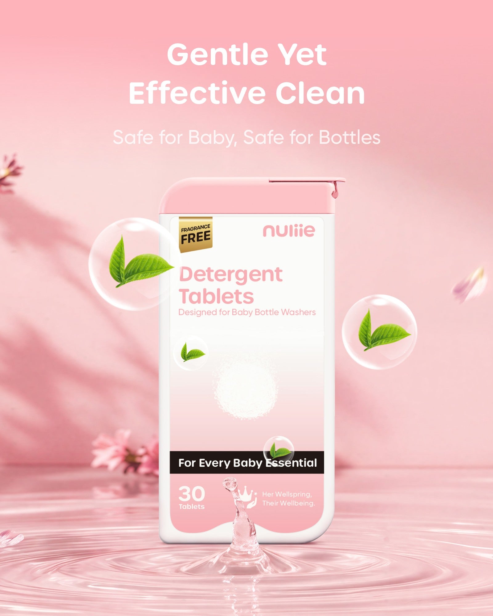 Nuliie Detergent Tablets with Convenient Box for All Baby Bottle Washers