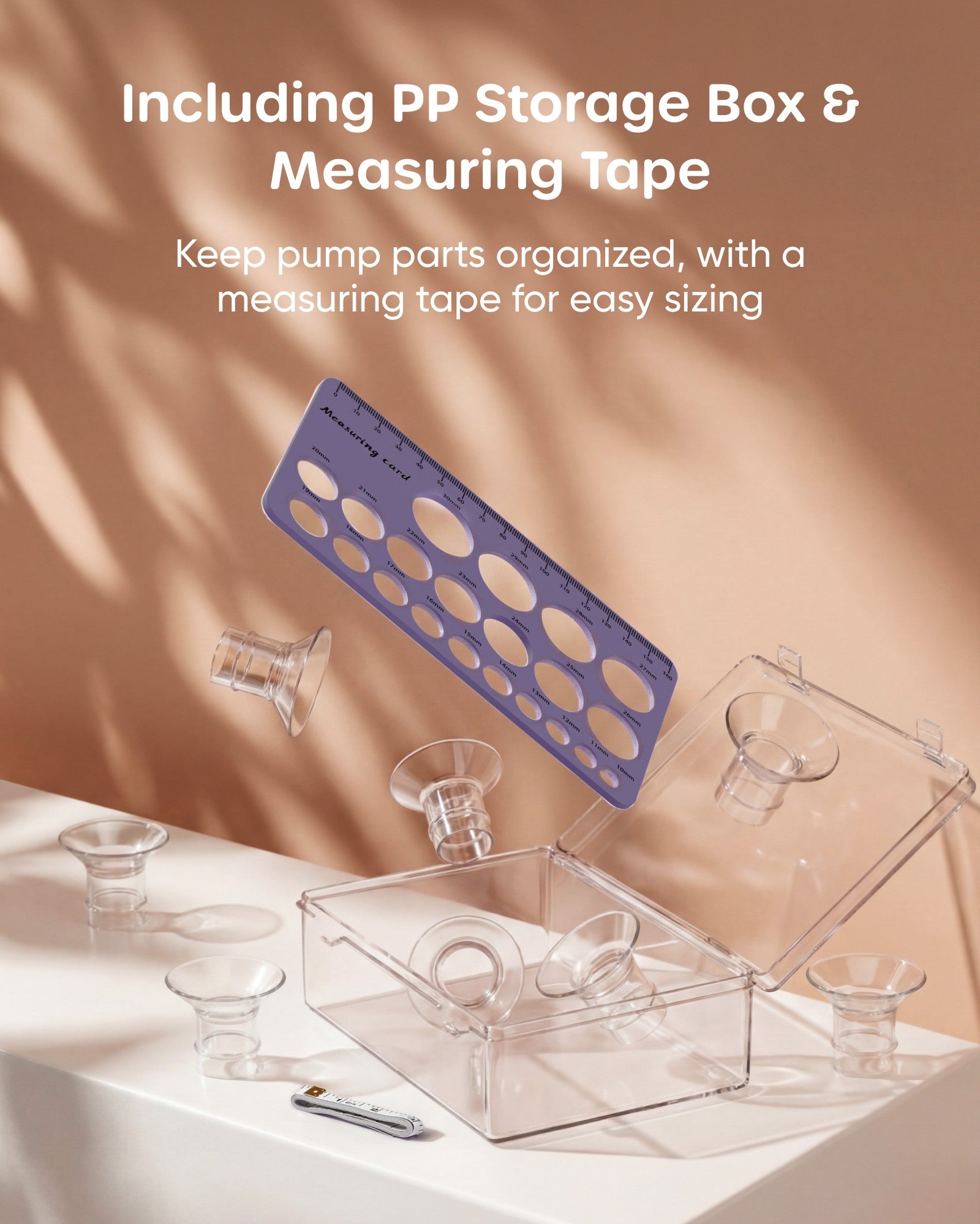 Nuliie Flange Inserts for Most Breast Pump, With Measuring Ruler, Measuring Tape and PP Storage box