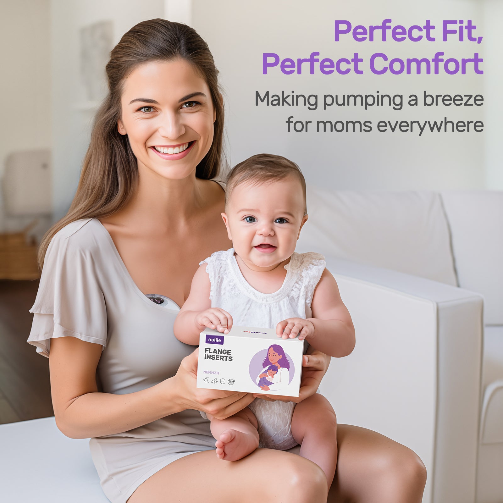 Nuliie Flange Inserts for Most Pumps, Compatible with Momcozy/Elvie/Spectra/Bellababy/TSRETE/Nuliie Breast Pump