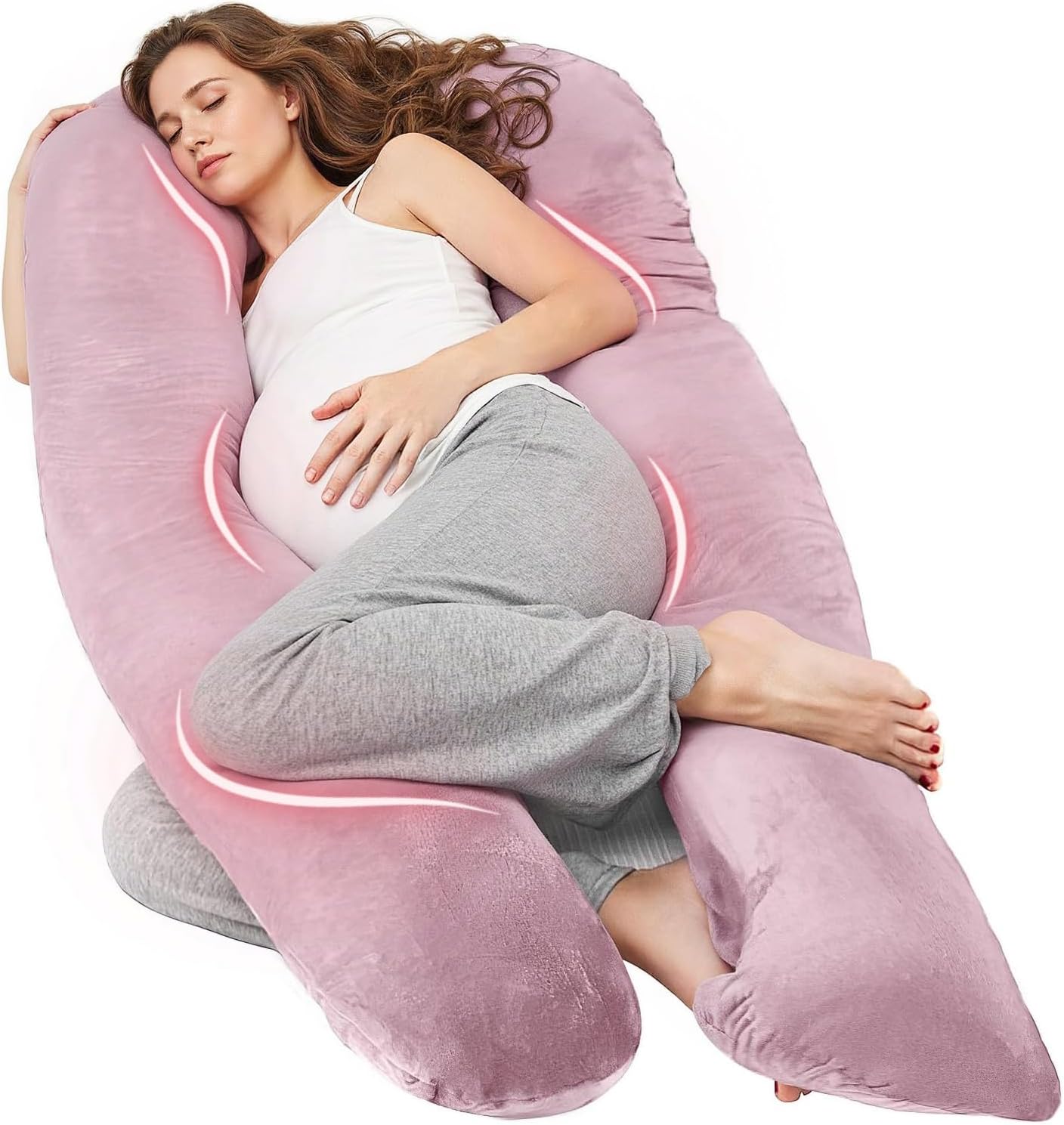 Nuliie Pregnancy Pillow for Sleeping, With Washable Velvet Cover