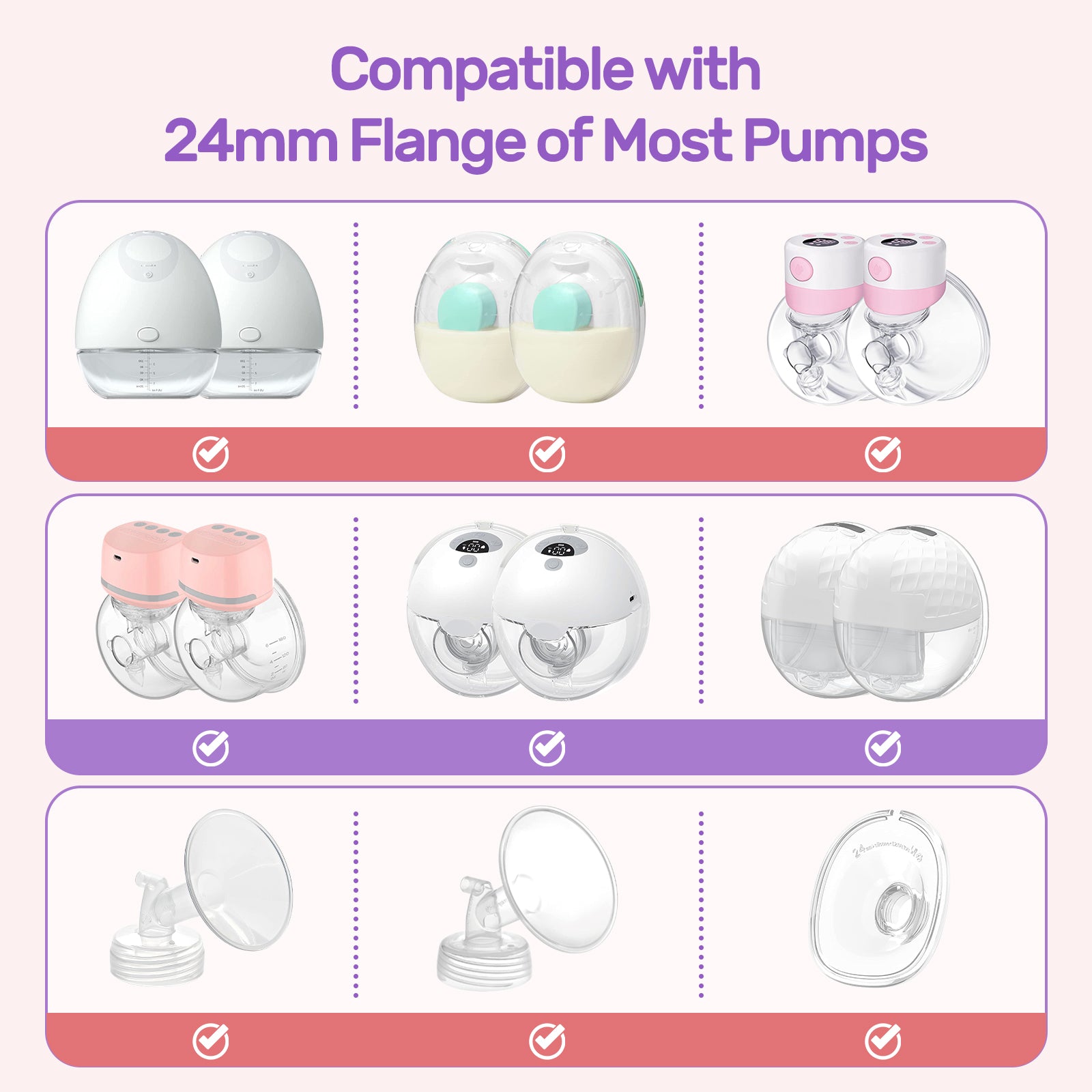 Nuliie Flange Inserts for Most Breast Pump, With Circular Measuring Ruler