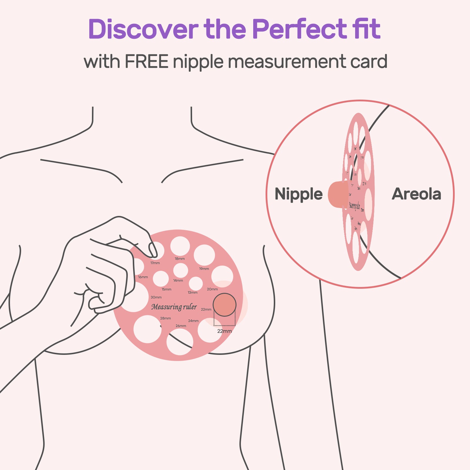 Nuliie Flange Inserts for Most Breast Pump, With Circular Measuring Ruler