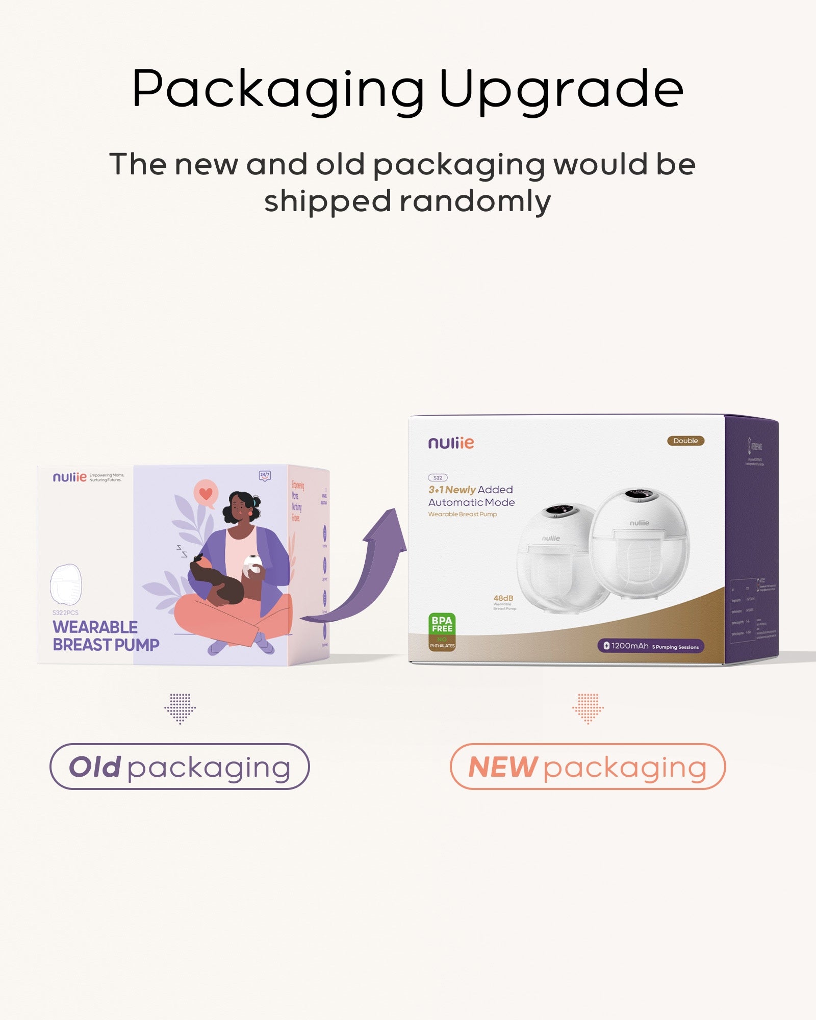 Nuliie S32 Hands Free Breast Pump, Wearable Lightweight Silicon, Purple