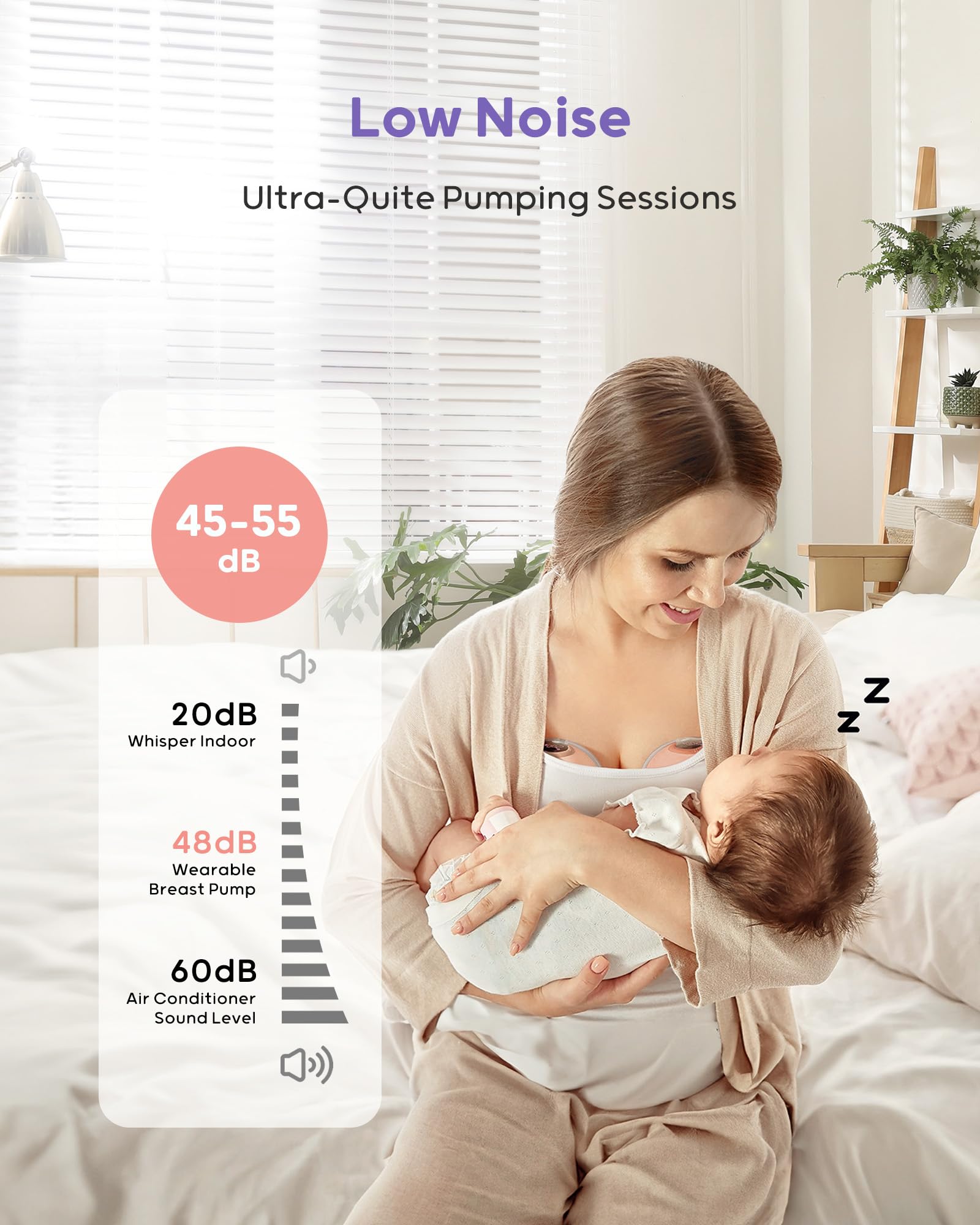 Nuliie Hands-Free Breast Pump S32, Pink