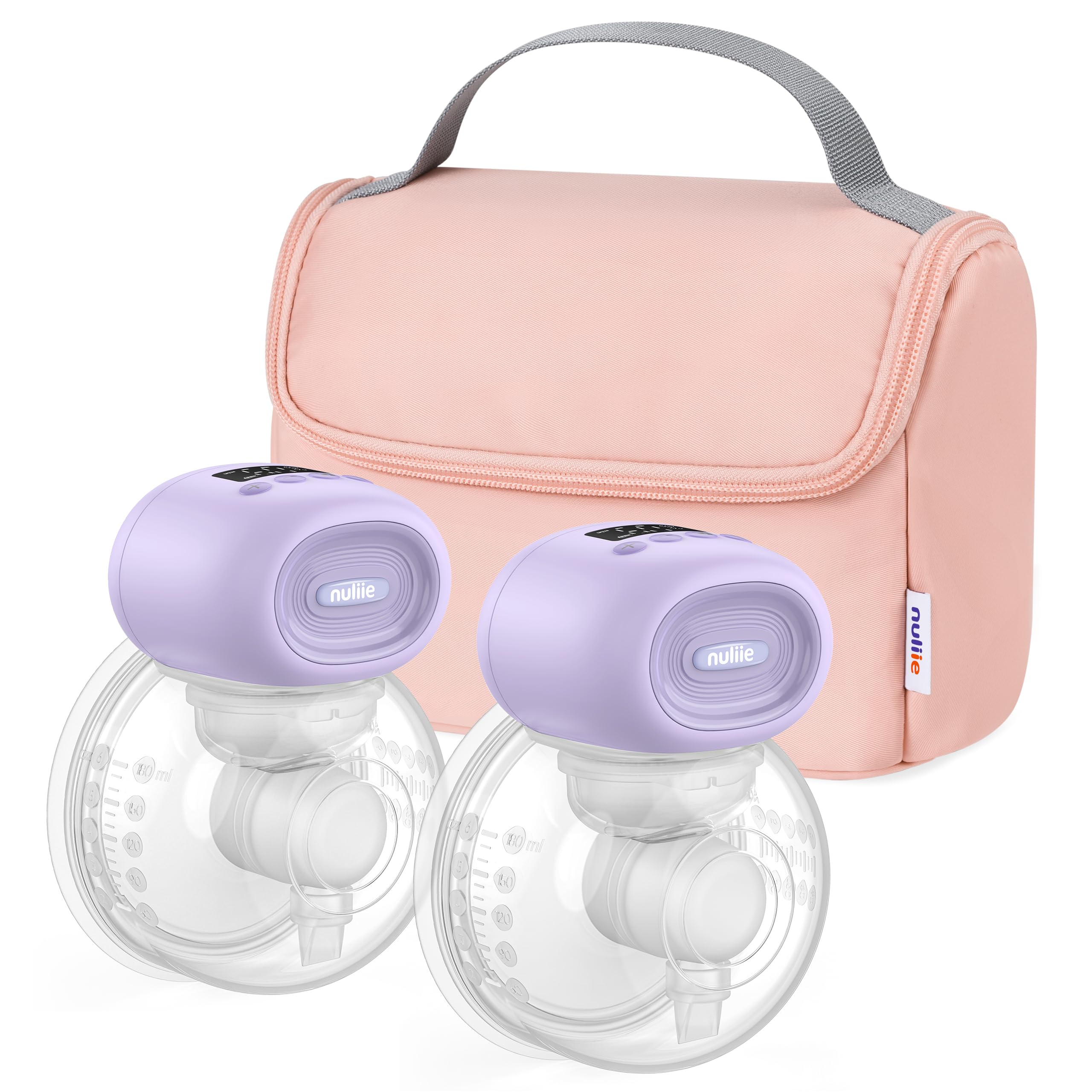 Nuliie Wearable Breast Pump Electrical with Storage Bag, LED Display, Purple