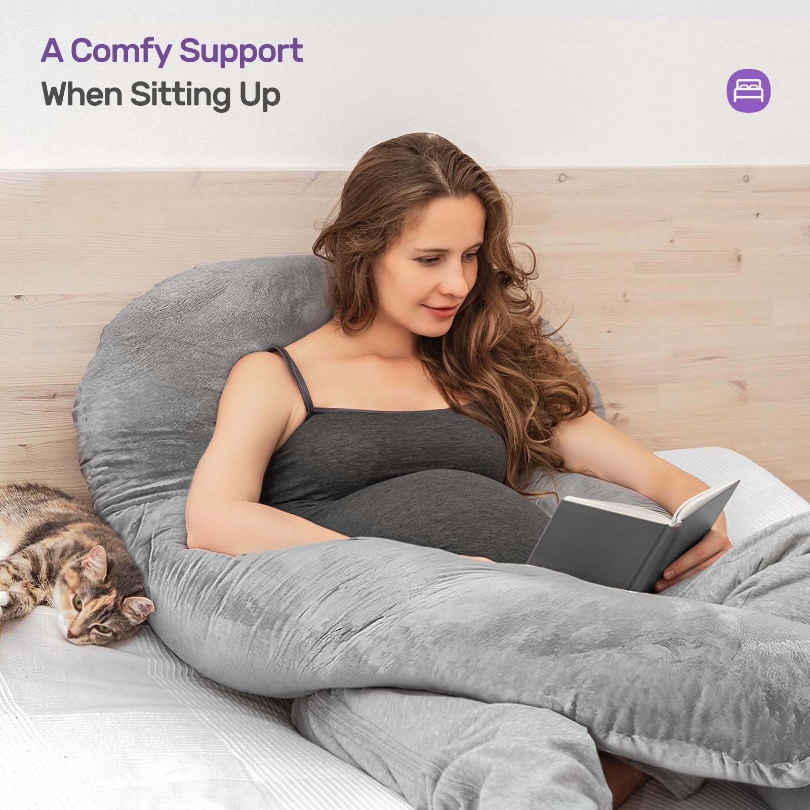 Nuliie Pregnancy Pillow for Sleeping, With Washable Velvet Cover
