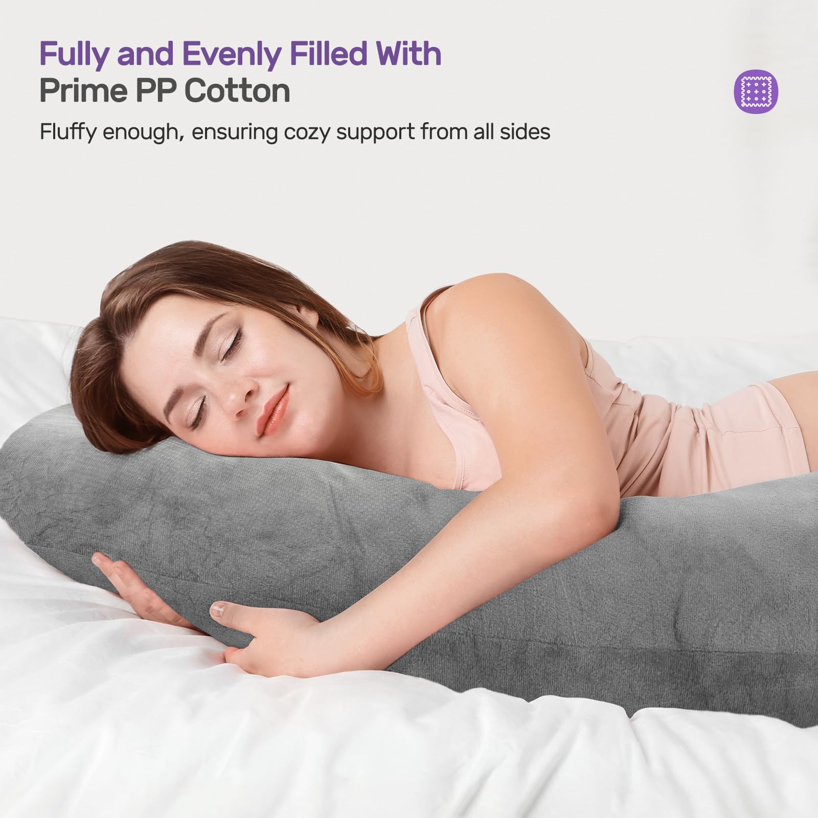 Nuliie Pregnancy Pillow for Sleeping, With Washable Velvet Cover
