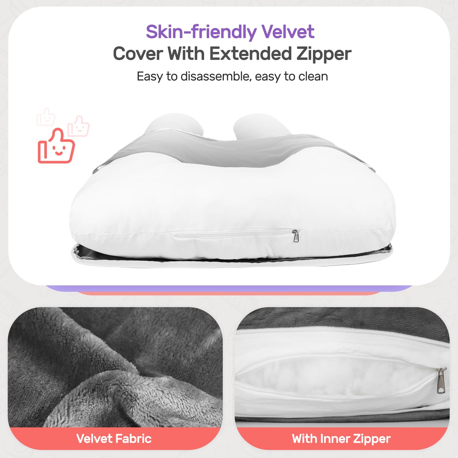 Nuliie Pregnancy Pillow for Sleeping, With Washable Velvet Cover