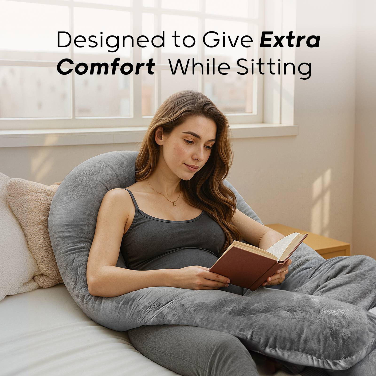 Nuliie Pregnancy Pillow for Sleeping, With Washable Velvet Cover