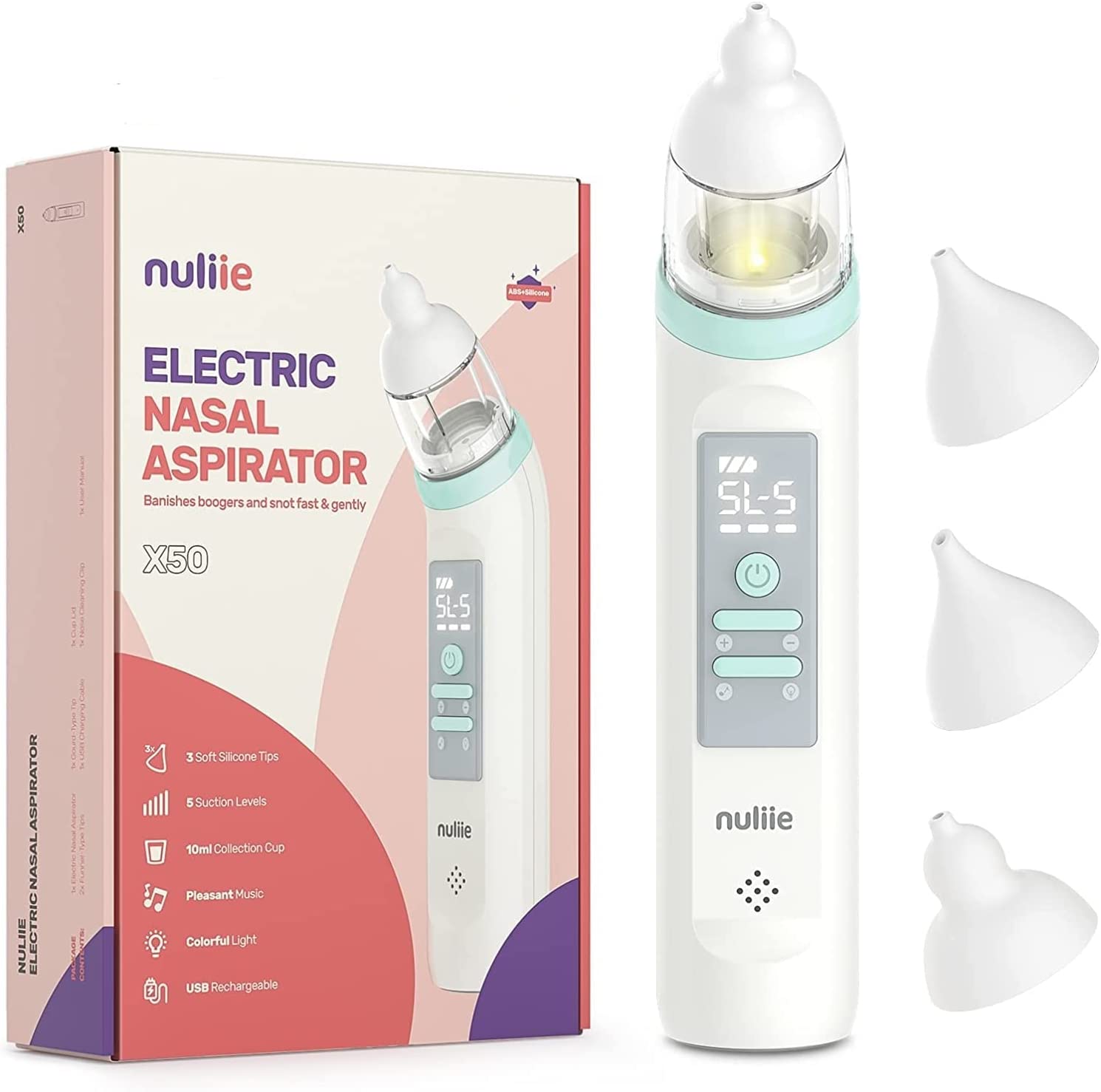Nasal Aspirator for Baby, Nose Sucker for Baby, Electric Nose Suction for  Baby with 5 Levels Suction & Music & Light Function, Automatic Snot Sucker  Rechargeable Booger Sucker for Baby 